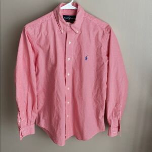 Ralph Lauren Classic Fit 100% cotton red gingham button down dress shirt, Small